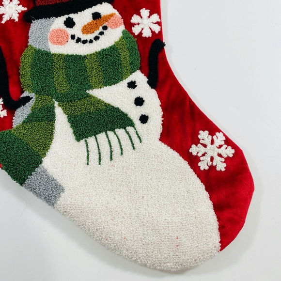 C And F Home Snowman Green Red Tufted Stocking - Picture 6 of 7
